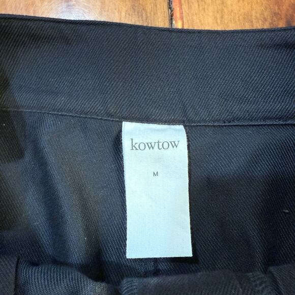 Kowtow Womens Pants Medium High Rise Button Back Wide Pleated Organic Cotton B18 - Picture 4 of 7